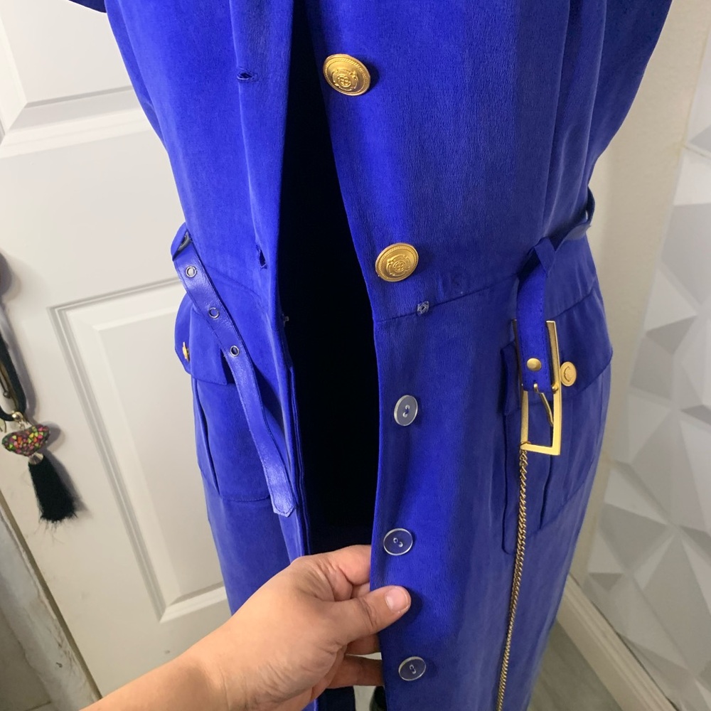 Patrick Collection Blue Button-Down Silk Dress - image 8